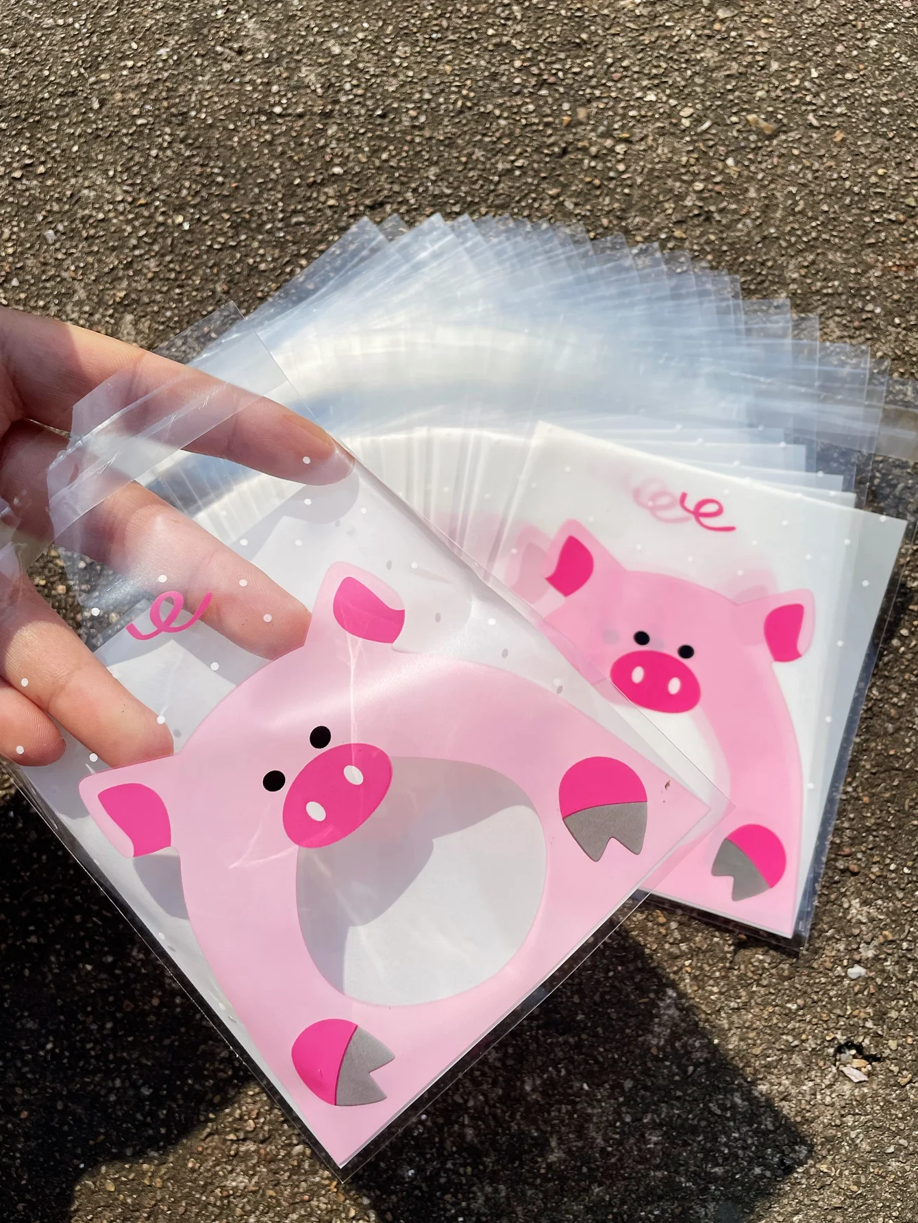 100pcs Cute Pig Printed OPP Self-sealing Bag, Pink Piggy Pattern Small Gifts Items Decorated Self-sealed Bags For Party Good Day