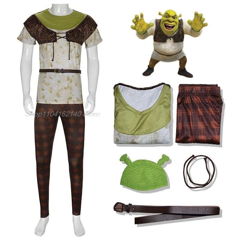 Fiona Shrek Cosplay Costume Knitted Cardigan Sweater Vest Crop Top Movie Ogre Costume Adult Men Male Outfits Halloween Animated