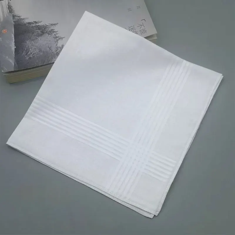 12 Pcs Soft Cotton White Handkerchiefs, Solid Color
