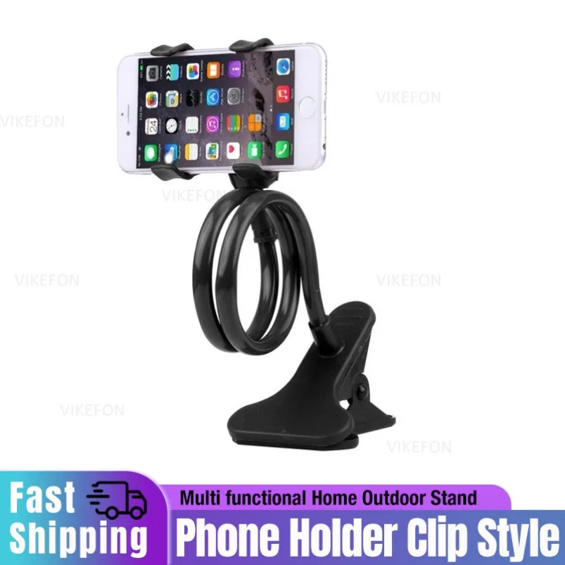 

Adjustable Spiral Long Arm Phone Holder Clip 360° Rotation Lazy Bedside Table Side Phone Stand for Live Record Cellphone Bracket