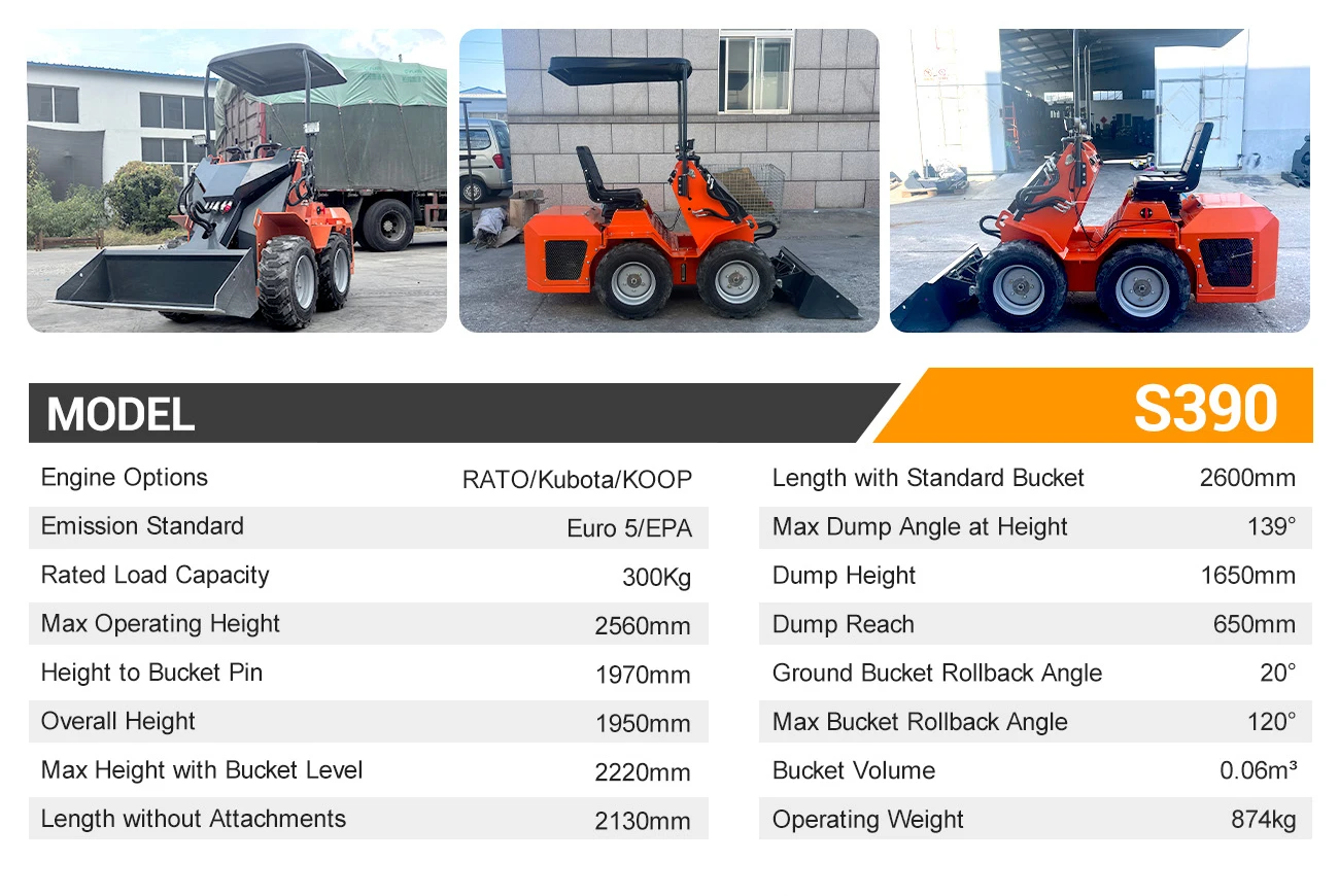 Maßgeschneiderter Mini-Skidsteer-Ständer aus China mit Anbaugeräten, Mini-Raupen-Kompaktlader mit Schiene – Detail 15
