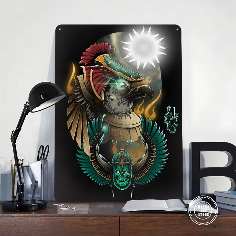 Horus Personalized 3D Textured Metal Poster Wall Art Vintage Tin Signs for Luxury Decoration Home Decor Ornaments House Interior