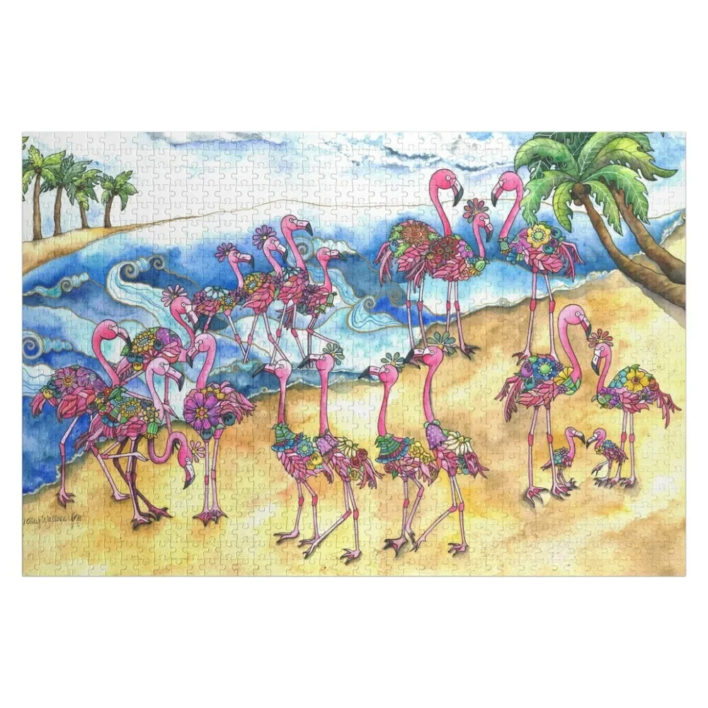 

Beach Day for a Flamboyance of Flamingos Jigsaw Puzzle Customized Kids Gift Custom Gift Personalized Toys Puzzle