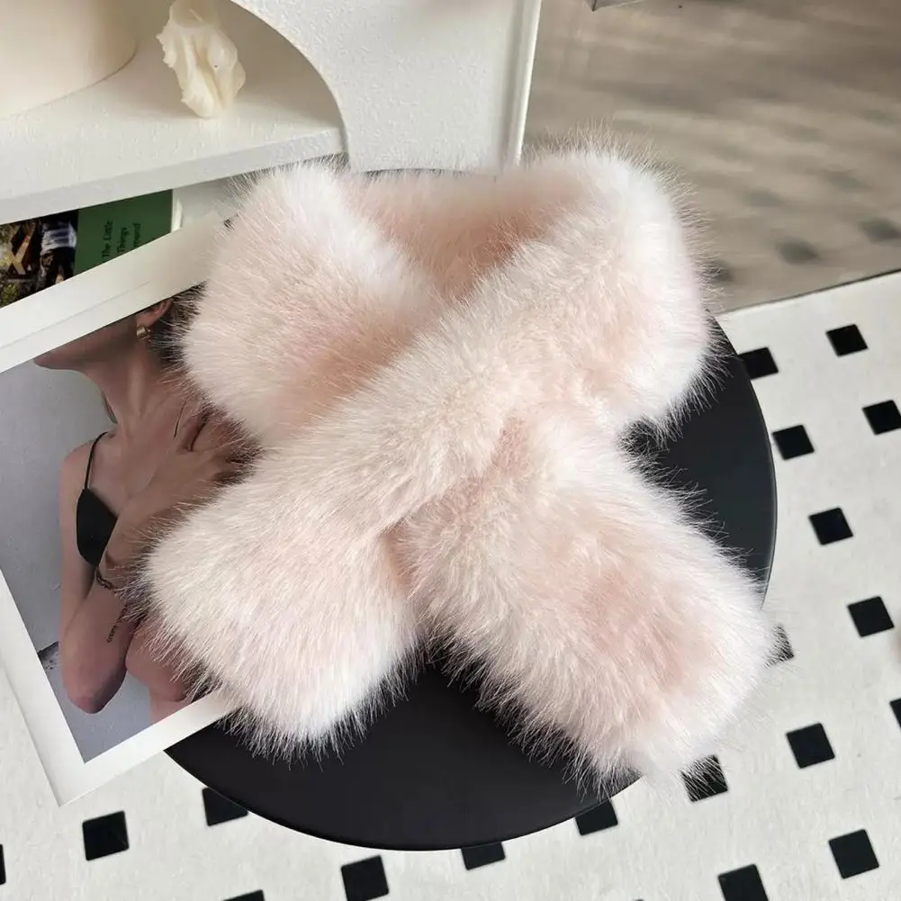 Faux Fur Collar Scarf for Women, Plush Neck Warmer Scarf, Fluffy Faux Fur Scarves, Thanksgiving Christmas Fashion Dress Scarf