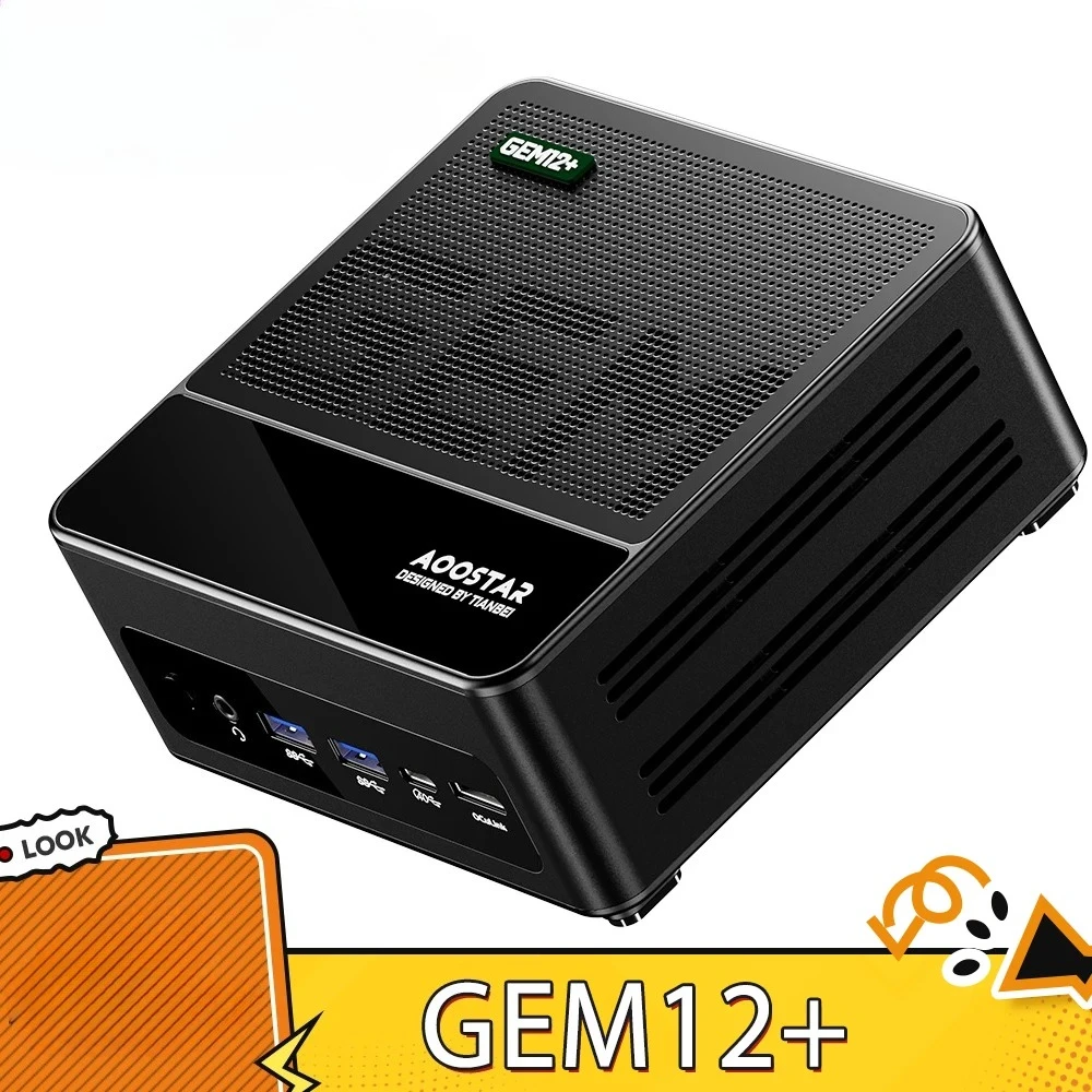 GEM12+ Mini PC | AMD Ryzen 7 Pro 8845HS (8C/5.1GHz), 32GB+1TB SSD, WiFi 6/BT5.2, 2x2.5G LAN, 2xUSB3.2