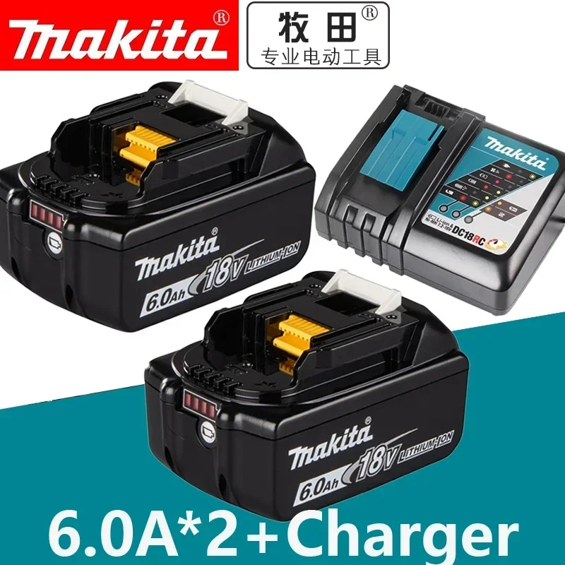 

Genuine Makita 18V 6Ah Rechargeable Power Tools Battery 18V makita with LED Li-ion Replacement LXT BL1860B BL1860 BL1850 Charger