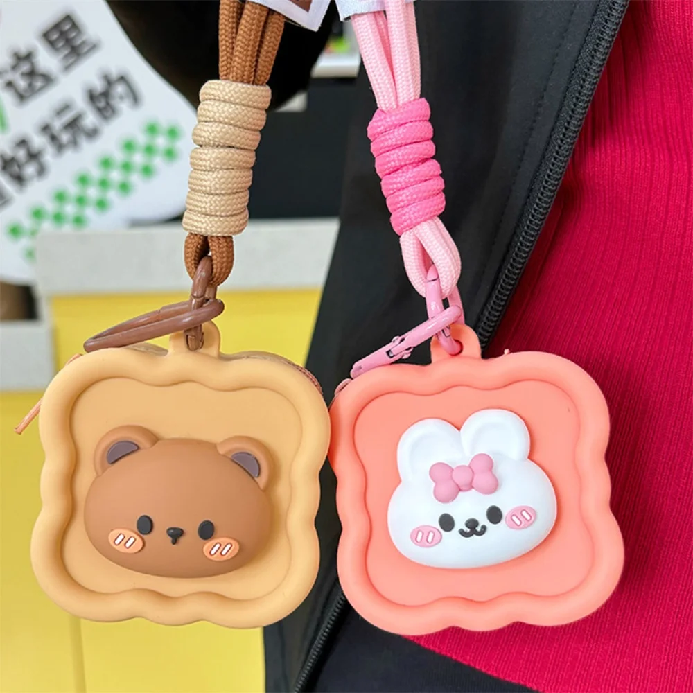 

Silicone Coin Purse Multifunctional Capibara Wallet Panda Keychain Food-Grade Rabbit Pendant For Birthday Present Travel School