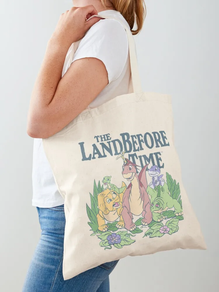 Land Before Time Pastel Dinosaur Friends Tote Bag Women's shopper bag tote bags men shopping cart bags eco bag folding
