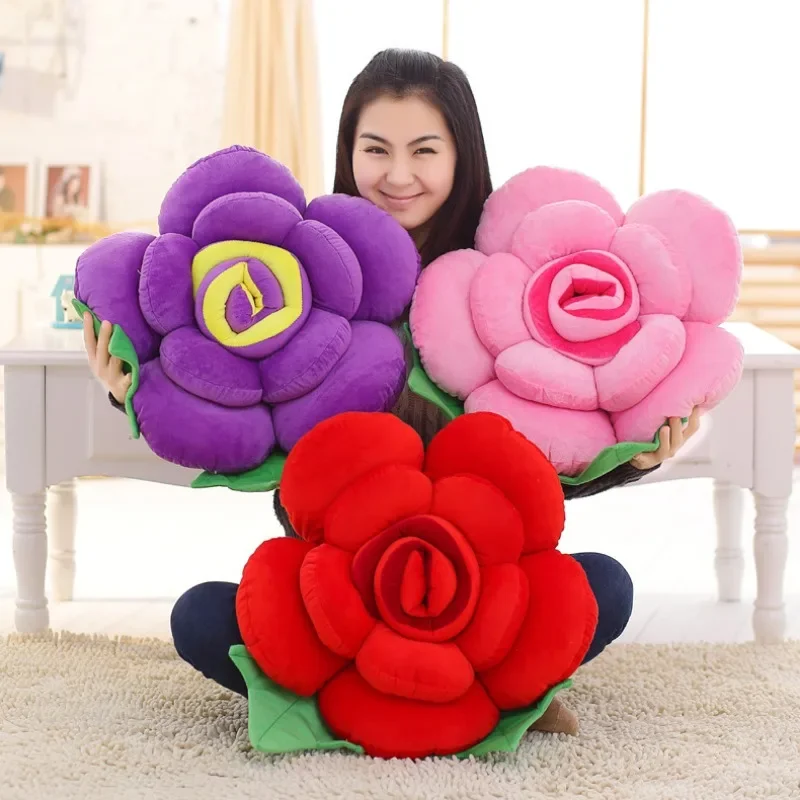 Large Rose Shaped Sofa Cushion Plush Toy Car Interior Decor Wedding Party Supply Flower Home Decor Soft Touch Pillow