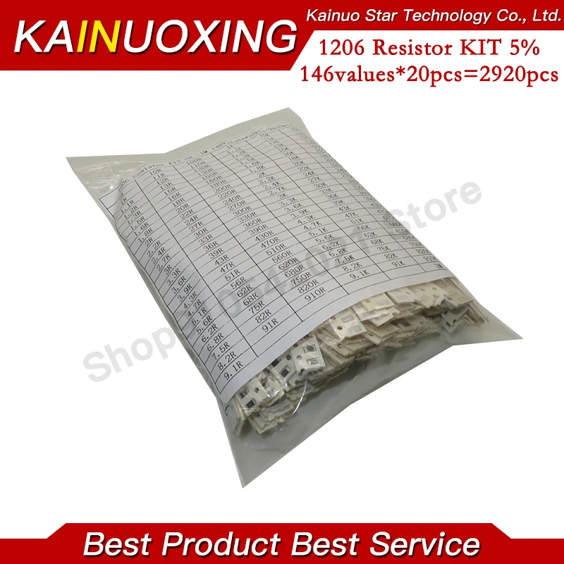 

1206 SMD Resistor KIT DIY kit ,0R 1R~1M 146ValuesX20pcs=2920pcs