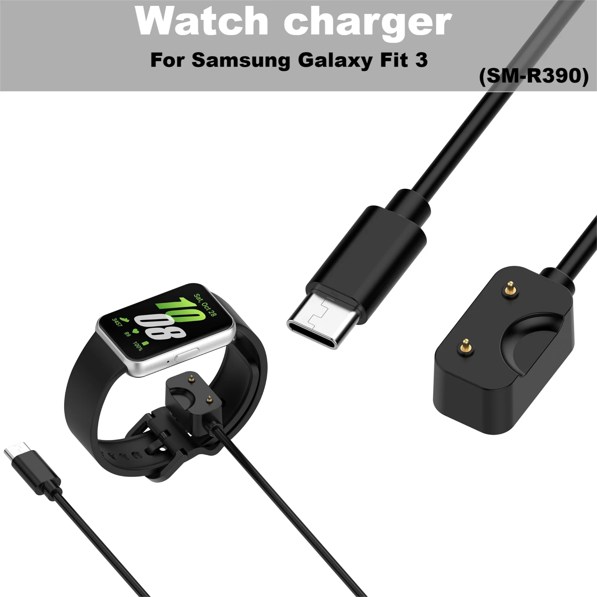 Adaptador de cargador Smartband para Samsung Galaxy Fit 3, cable de carga magnético USB/tipo C para Galaxy Fit3 SM-R390, cargador de reloj