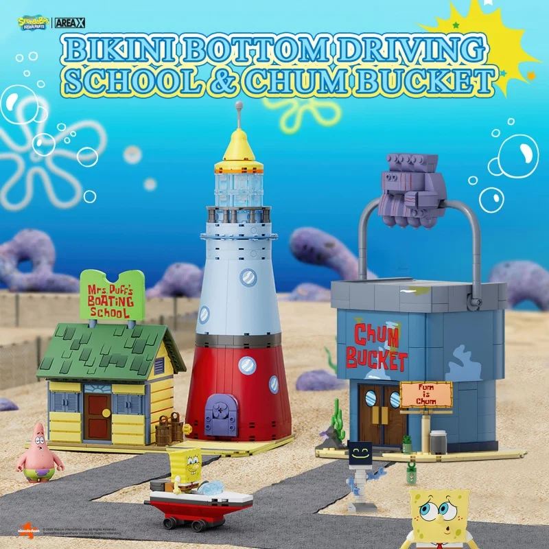 Image of AREA-X SpongeBob SquarePants Serie Architektur-Baustein-Sets Hausmodell Sammlerstücke Deko-Ornamente Geburtstagsgeschenke