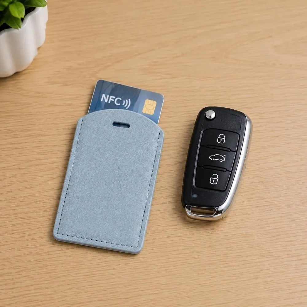 Portable Suede Key Card Holder Case Leather Mini Car Key Case Cover Protector Cover Lightweight Key Cover Auto Accessories