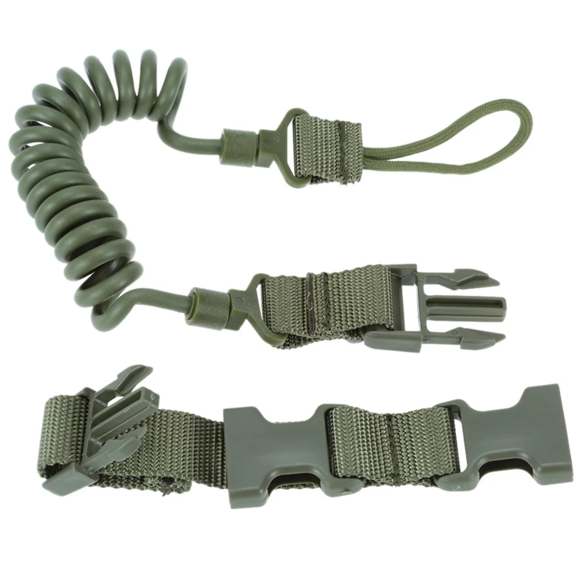 Multifunctional Lanyard Safety Rope Crazy Spring Wear-Resistant Elastic Keychain Lanyard Dark Green