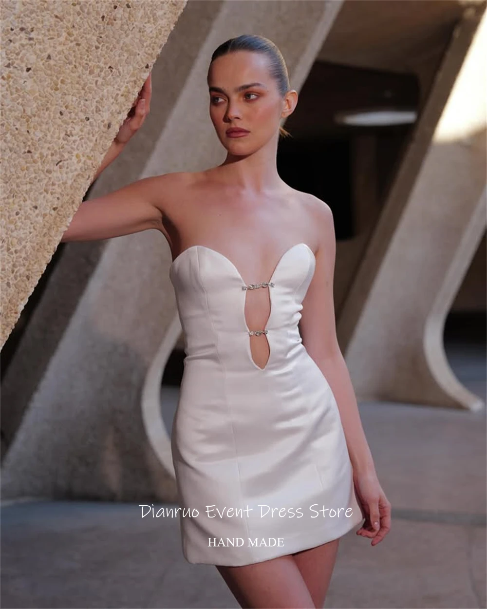 Dianruo Handmade Crystal Wedding Dress Cut Out A Line платье на выпускной Sparkly Homecoming Dress Customized