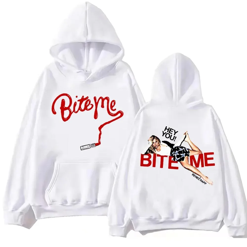 Renee Rapp Bite Me Felpa con cappuccio Harajuku Hip Hop Pullover Top Fan Regalo Felpa con cappuccio oversize in pile caldo Stampa casual Prodotto caldo Unisex