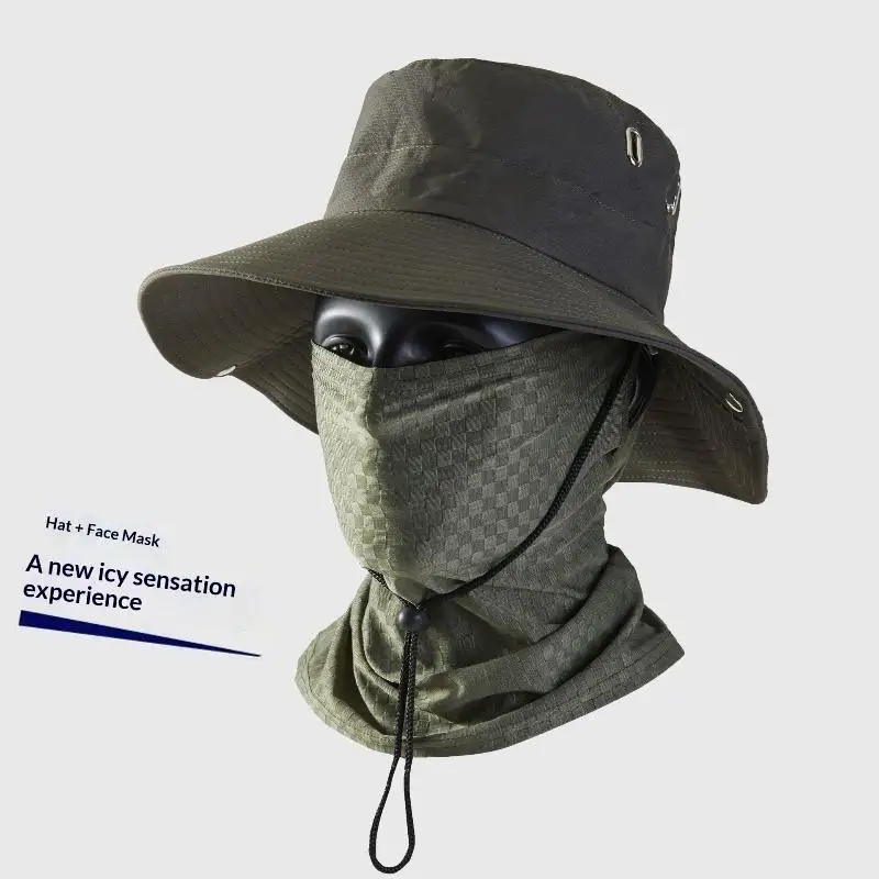 New 2Pcs/Set Wide-brimmed Hats Mixed Set Men Sunscreen Boonie Cap Outdoors Hiking Camping Fishing Sun Hats Fisherman Hat