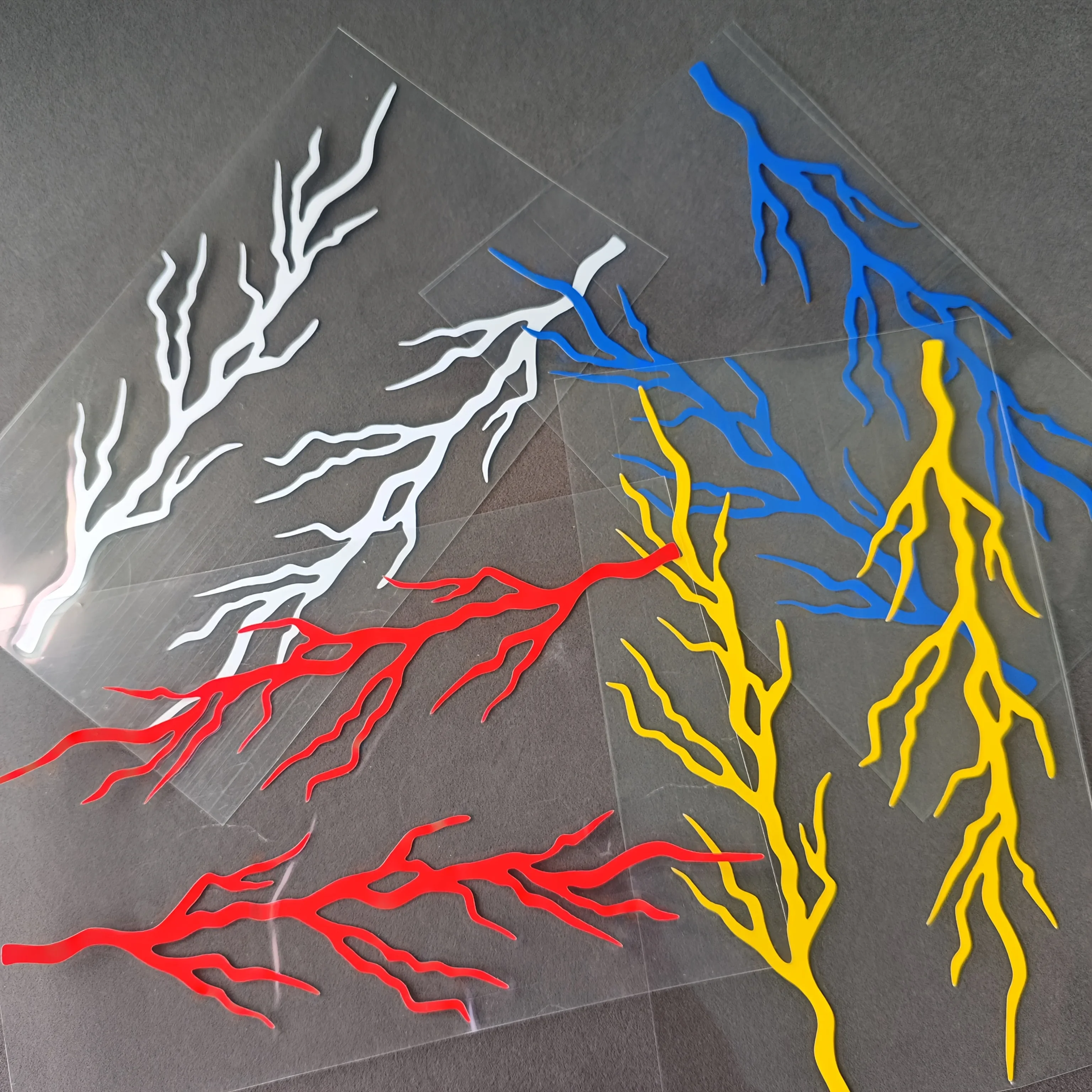 1Pair Reflective Lightning Stickers, Waterproof Vinyl Decal For Car Motorcycle Helmet