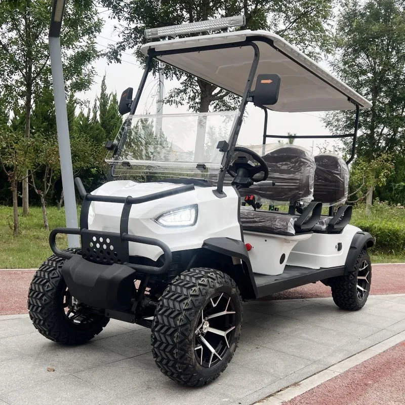 Wholesale Electric Sightseeing Car Banpo Automatic Parking 2+2 Seats Solar Panel Golf Cart with Turf Off-Road Tires