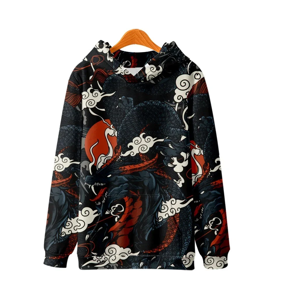 Top Fashion Loose Spring And Autumn New Arrival Dragon Print Chinese Style Popular Casual Hoodies Long Sleeve Hooded Sweatshirts