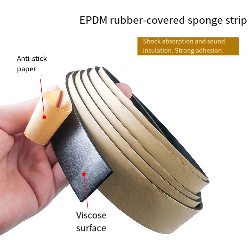 

10M Foam Strip Strong Backing Adhesive Self-Adhesive Sponge Strip Sound Insulation Anti-Collision Sealing Rubber Strip 1Pcs