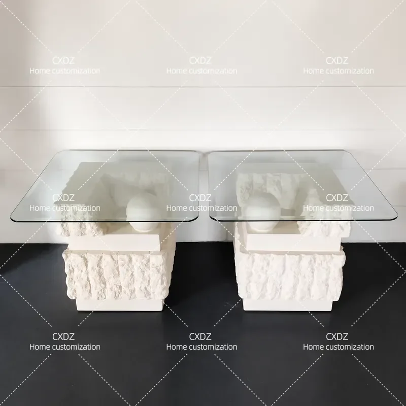 Wabi Sabi Natural Travertine Coffee Table Light Luxury Retro Living Room Sofa Side Table Creative Stone Centerpiece for Home