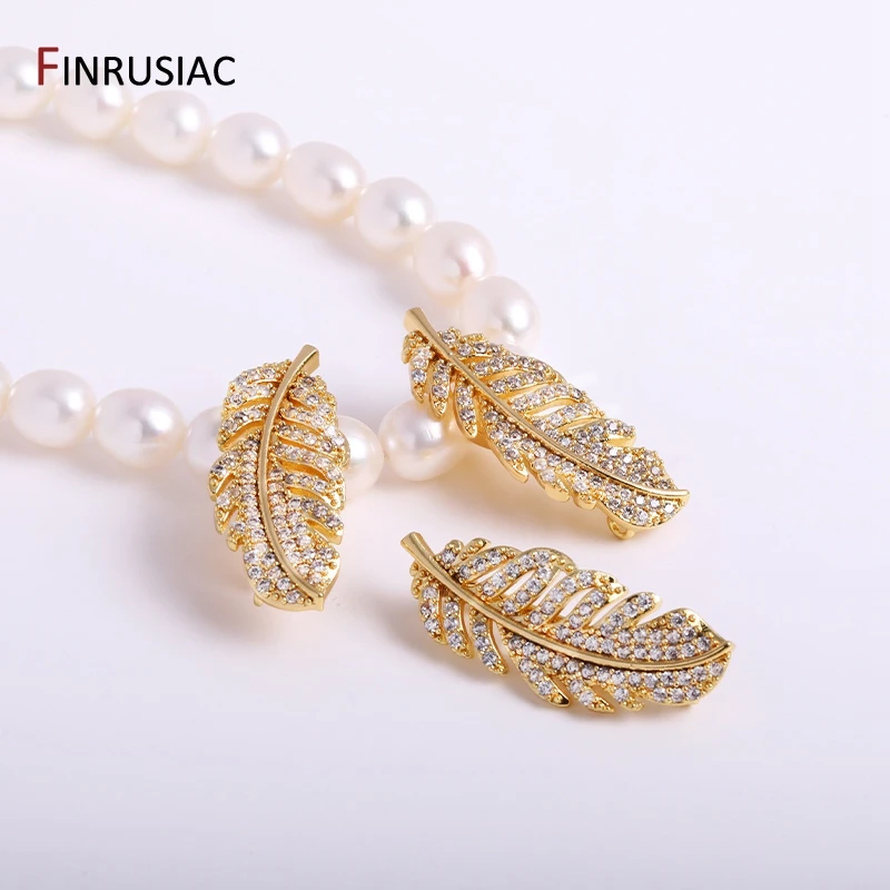 11 Types 18K Gold Plated Shiny Zircon Pearl Clasps Hooks For DIY Beaded Pearl Jewelry Making Connectors Fittings Wholesale