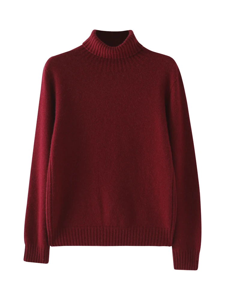 

Autumn Winter Turtleneck Sweater Women's Casual Simple Style Pullover 100% Cashmere Knitwear Female Soft Warm Clothing Tops
