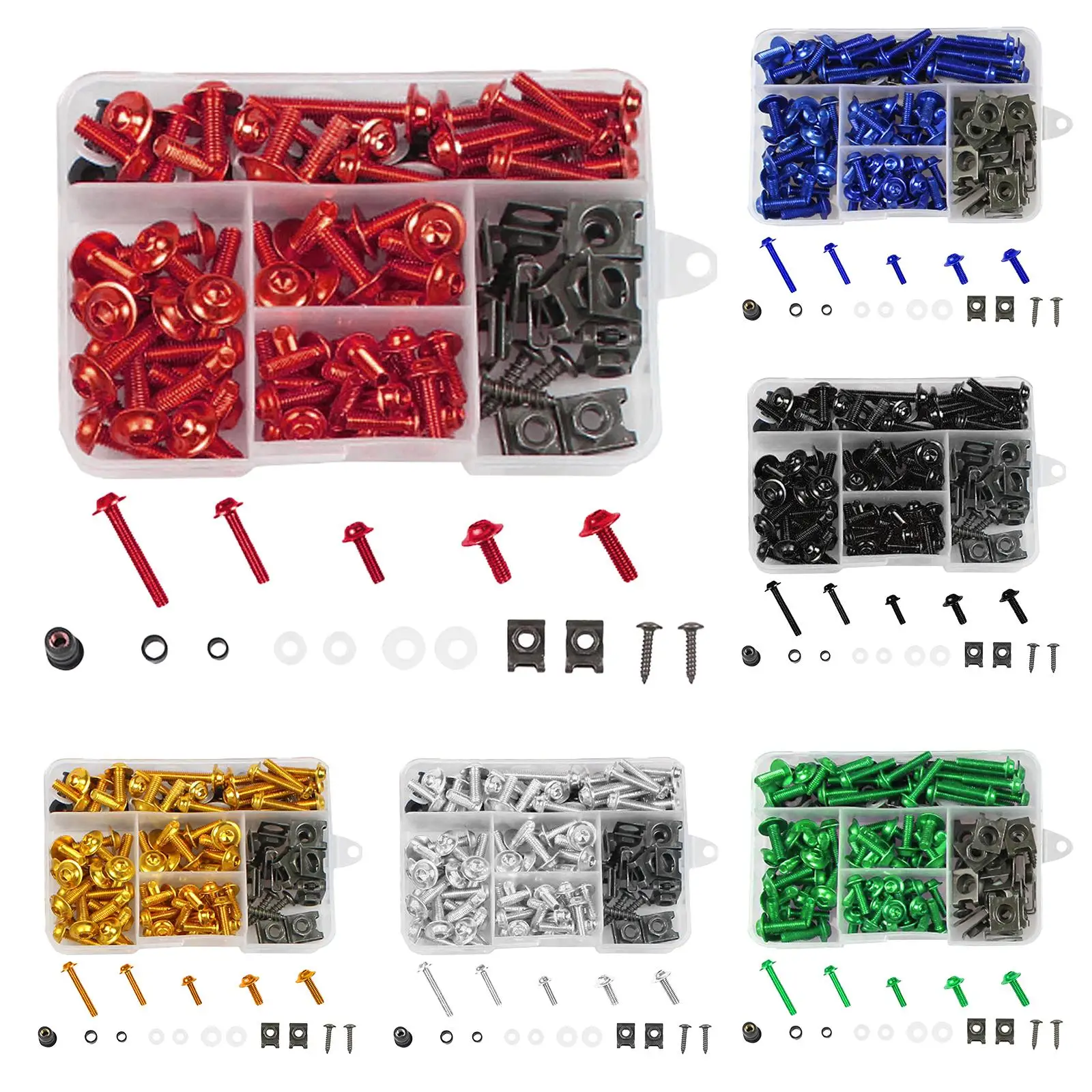 177Pcs Fairing Bolt Kit Bodywork Screws Fasteners Sports Motorcycles Kawasak for Kits Washers Nuts Screws Clips