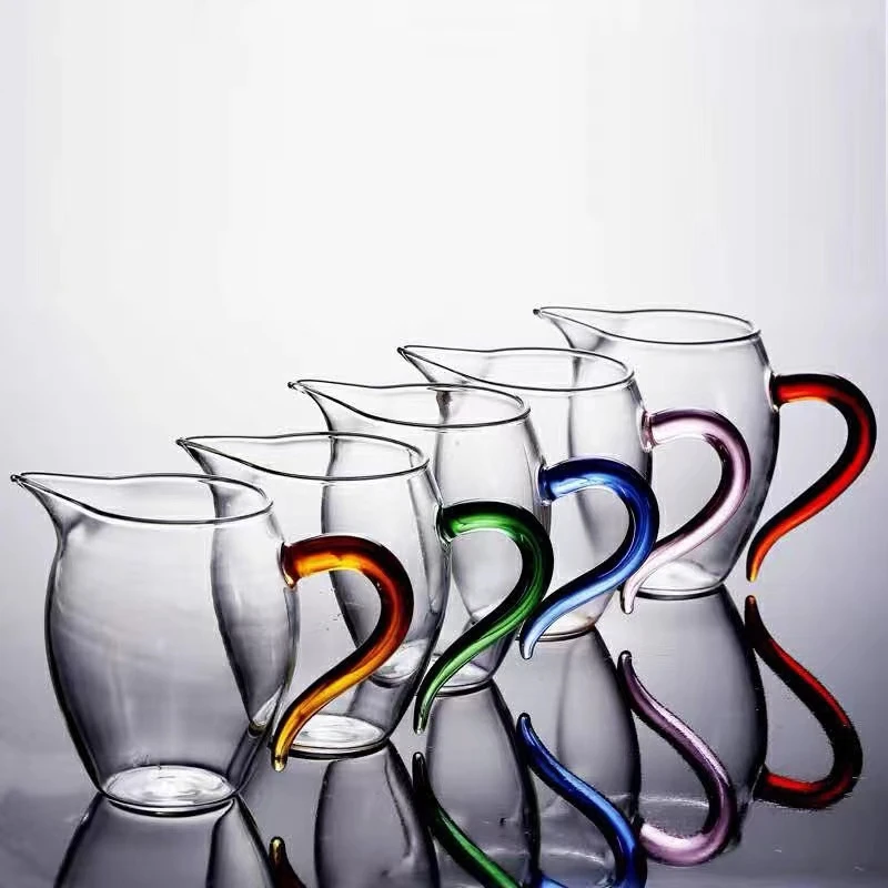 New,Thickening Kungfu Tea Set, High Borosilicate Glass, Transparent Distributor Teacup, 6 Colors, Drop Shipping