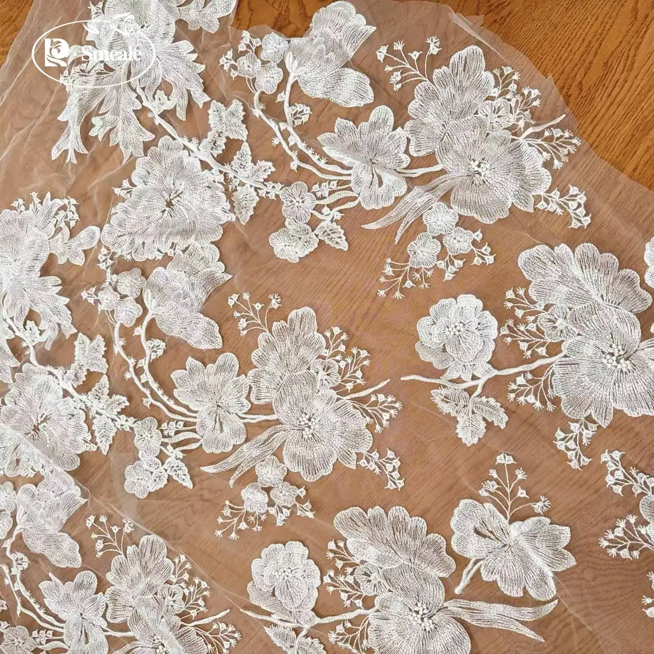 Gestickter Rosenblüten-Spitzenstoff, Hochzeitskleid-Accessoires, RS2753 – Detail 4