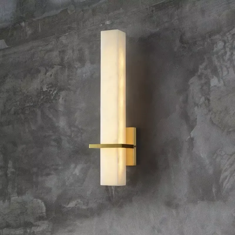 Modern LED Light Wall Lamp for Living Room TV Background Bedroom Bedside Simple Stone Copper Aisle Lamp Minimalist