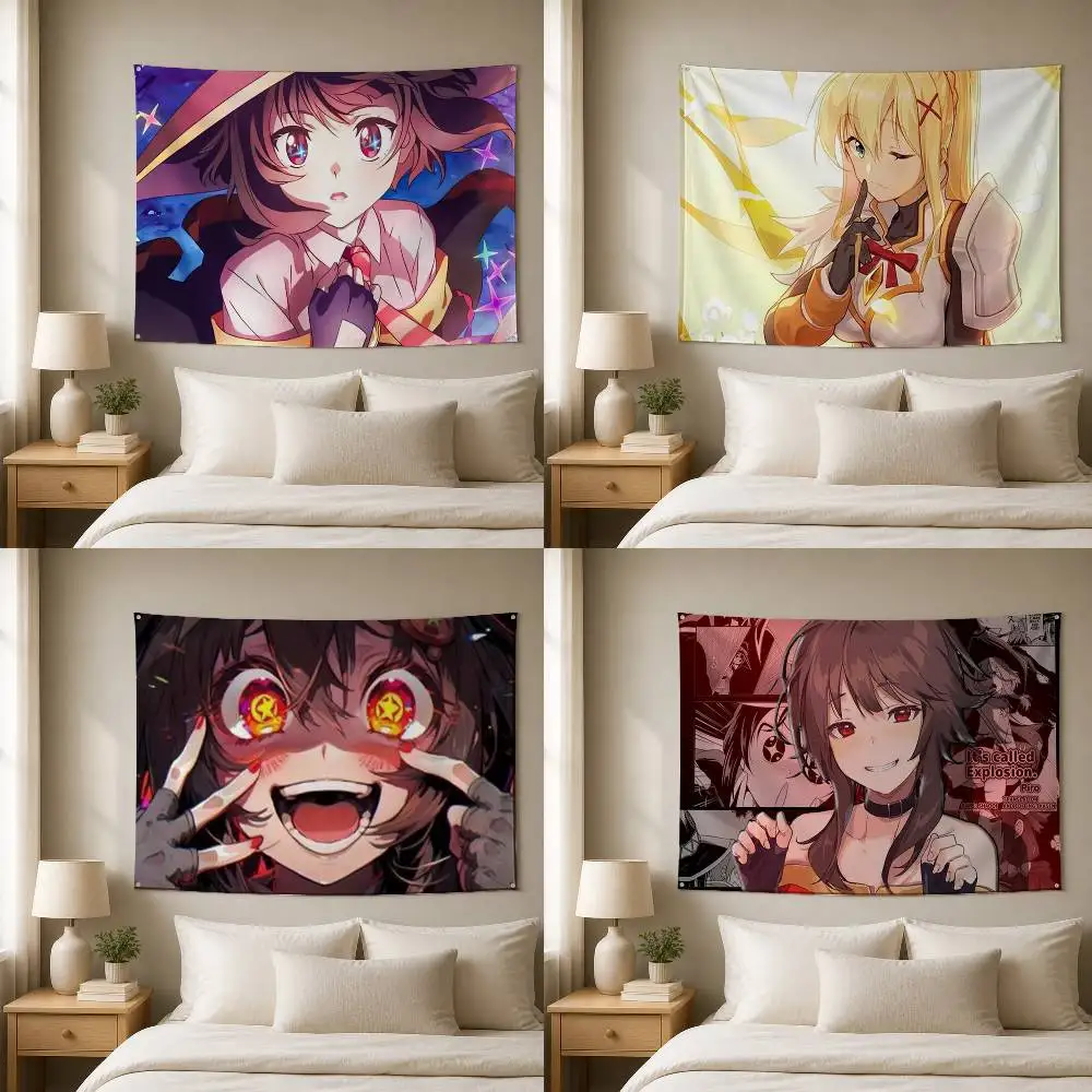 KonoSuba  Decorative Hanging Flag with Grommets for Garage Bedroom Dorm Wall Decor