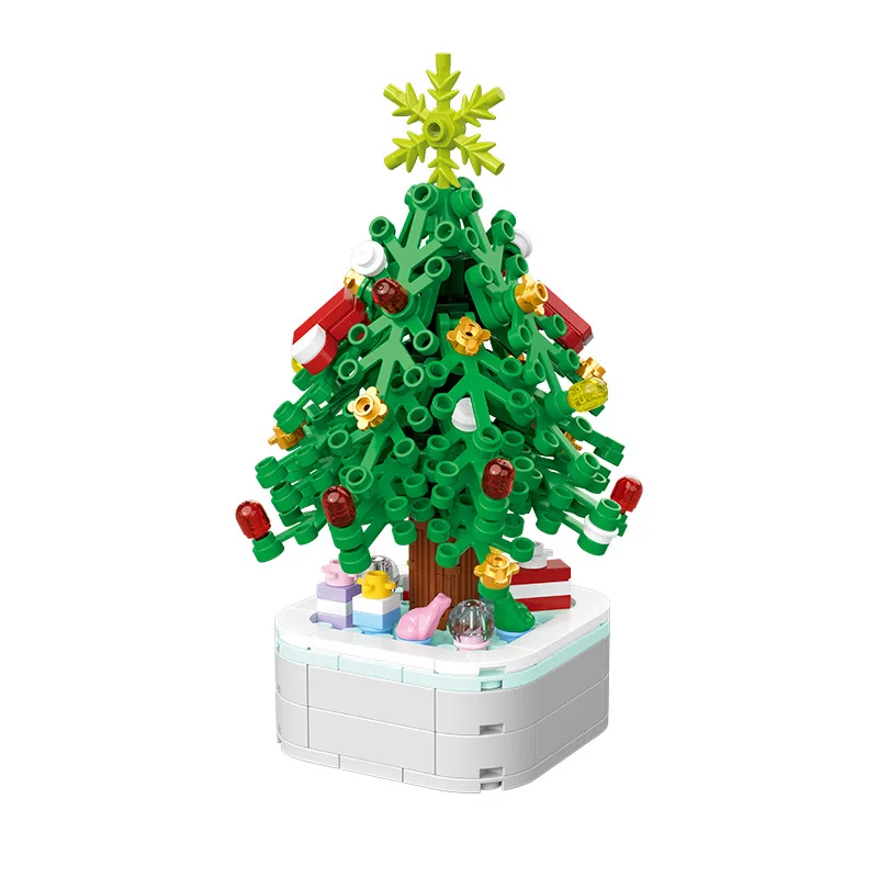 Christmas Presents Building Blocks Bricks DIY Christmas Tree  Potted Bouquet Home Decoration Desktop Ornament Children's Toys