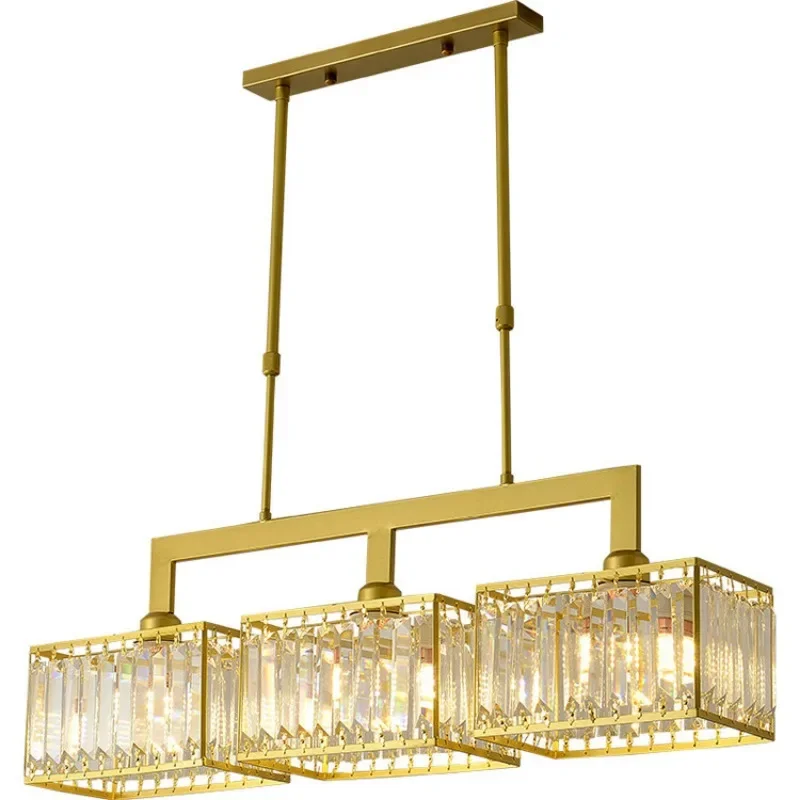 

Роскошная хрустальная люстра для ресторана в скандинавском стиле, прямоугольная три головки одного слова, современная простая барная стойка, длинная чайная комната