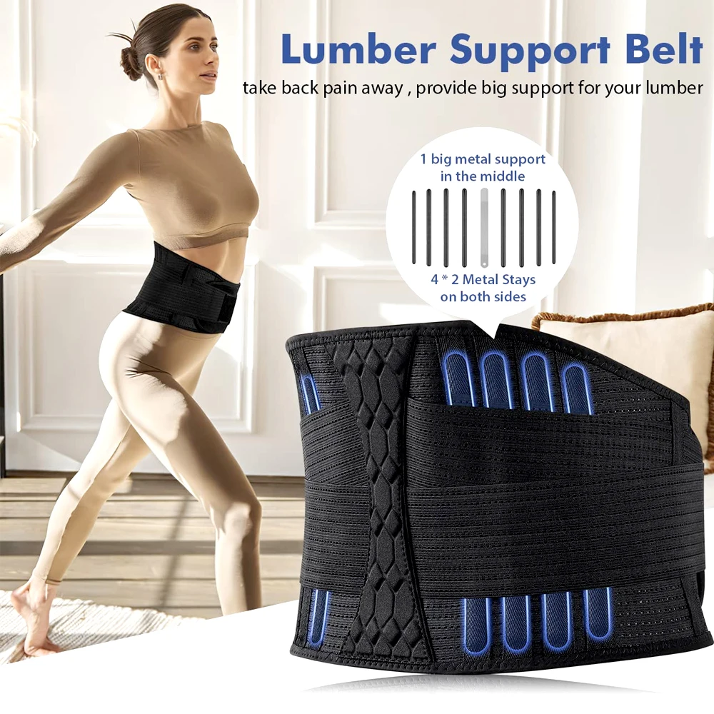 BraceTop Sports Lumbar Support Belt Lower Back Brace for Lifting, Herniated Disc, Sciatica, Pain Relief, Breathable Lumbar Brace