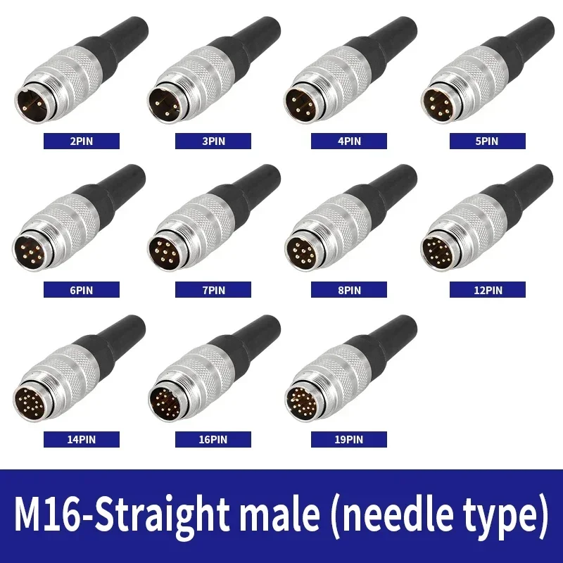 

5/10/20PCS J09 Butt joint reverse installation female plug IP67 waterproof M16-2 3 4 5 6 7 8 12 19 24pins metal connector