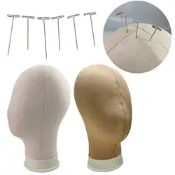 Wig Making Canvas Head and Training Head 50pcs T pins for Wigs New Mannequin Head for Making Wigs With T Pins Canvas Wig Head