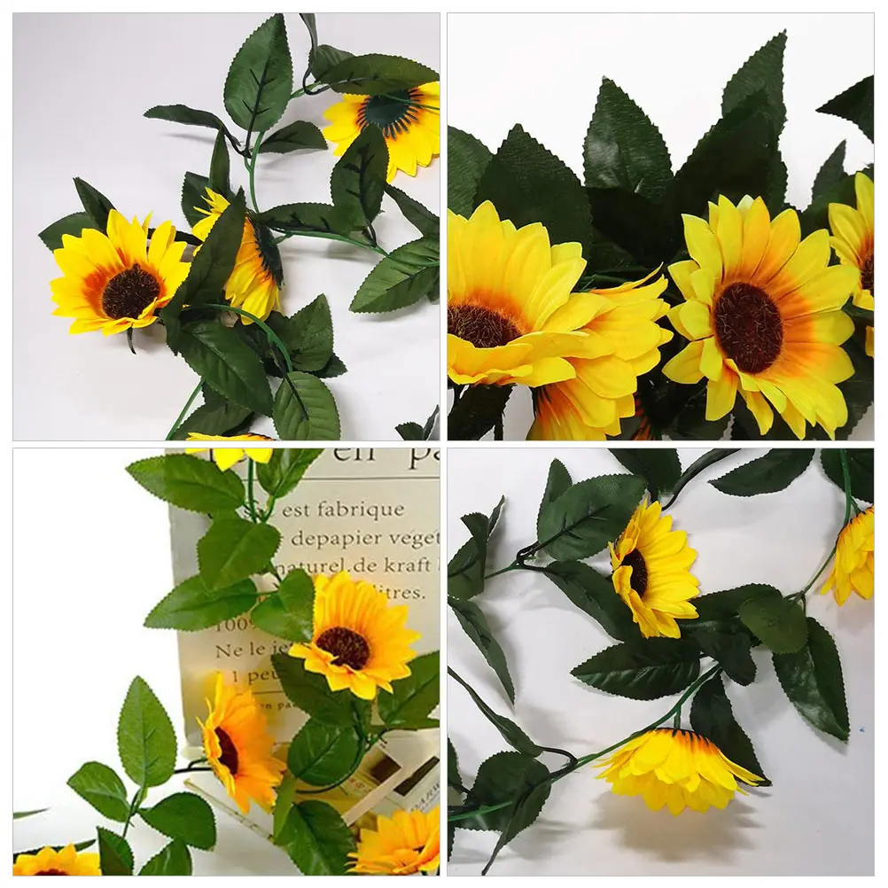 

1 pc Sunflower Artificial Sunflower Decor Hanging Garland Wedding Pendant Green Leaf Garland Party Rattan Accessory Garden