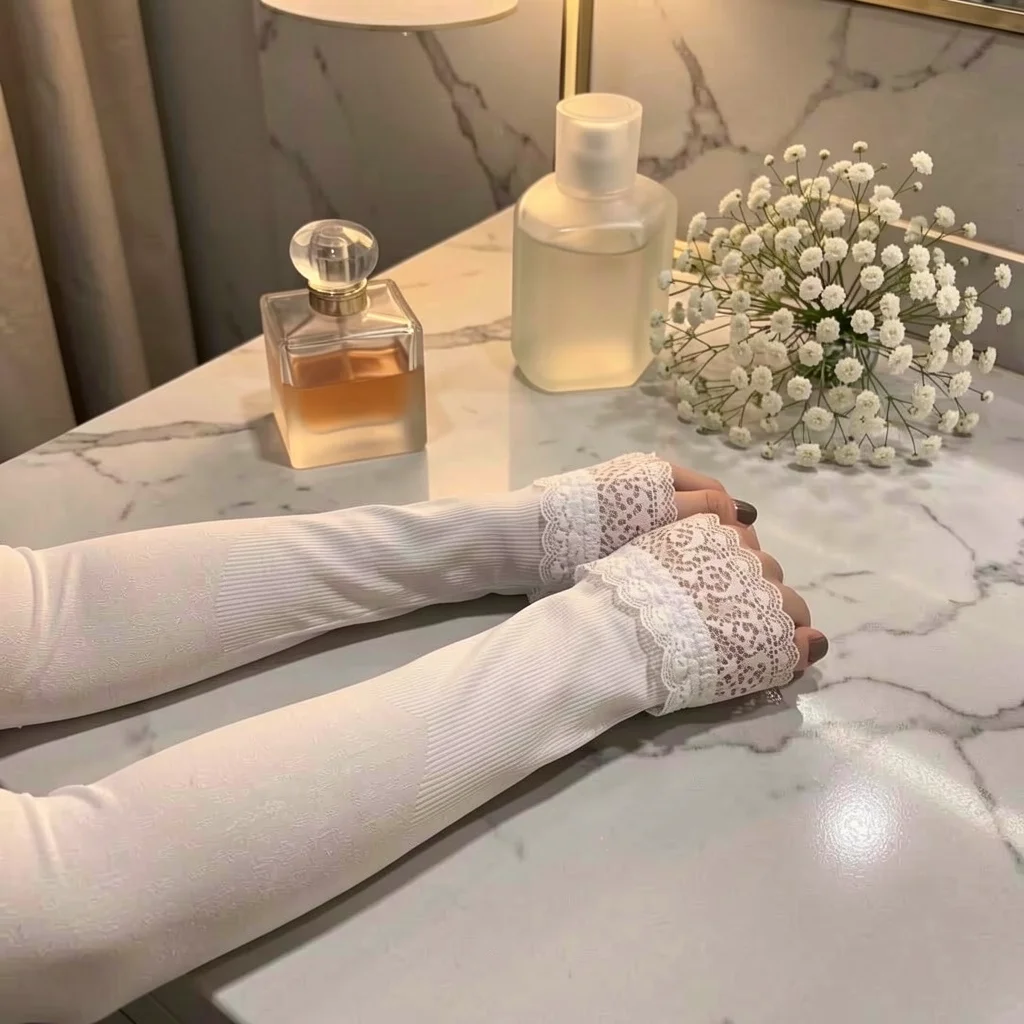 Lace Arm Sleeves Sun Lace Sun Sleeves Driving Arm Cover Ice Silk Women'S Arm Warmers For Adult Women Summer Spring
