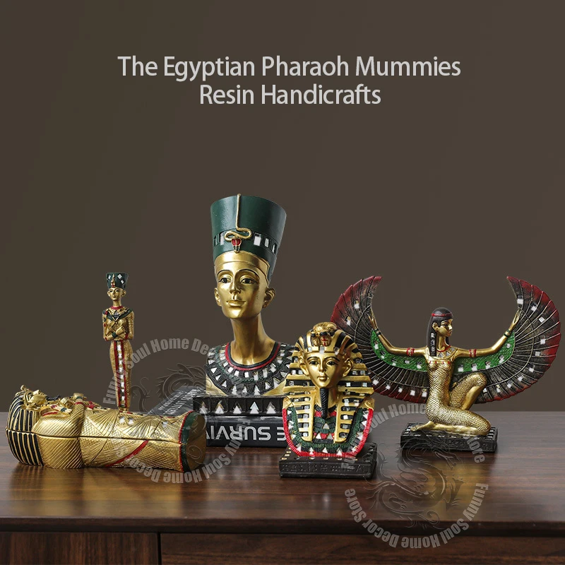

The Egyptian pharaoh mummies pyramids Sphinx ISIS glass veneer decorations travel collectible home decoration resin handicrafts