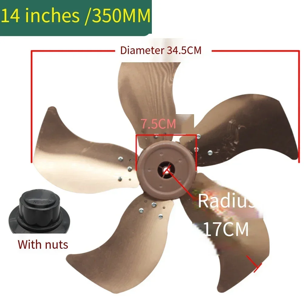 Electric Fan Blade Replacement Set with Nut Cover Base for 14/18 Inch Fans Lightweight Aluminum 5 Blade for Efficient Airflow