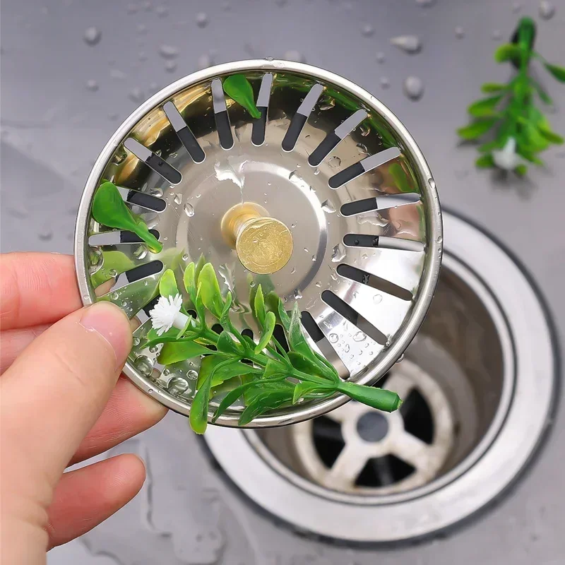 Kitchen Sink Sewer Strainer Basin Drain Stopper Stainless Steel Sink Waste Plug Filter Anti-clog Floor Drain Kitchen Accessories