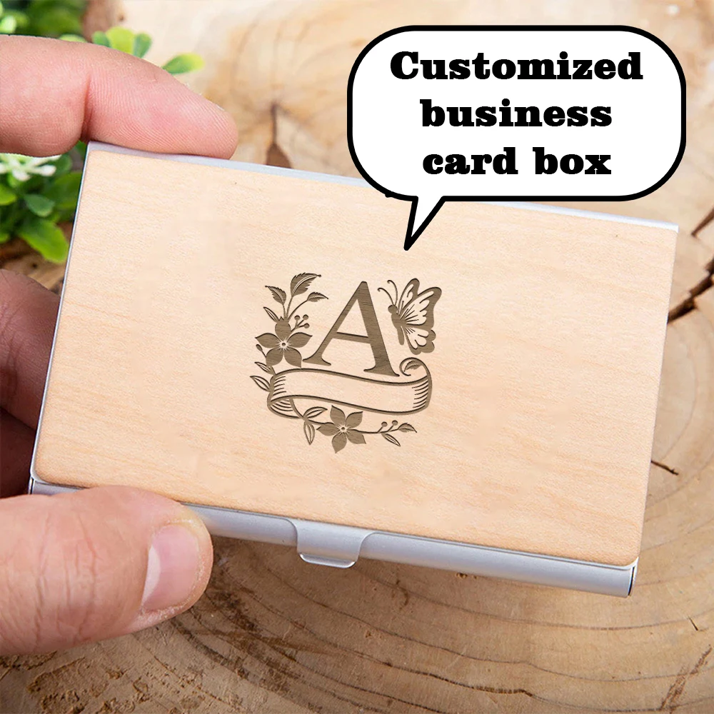 1PC Excellent V-belt,flower with butterfly Custom Text Wooden Card holder Wooden Handicraft Wooden Ornament
