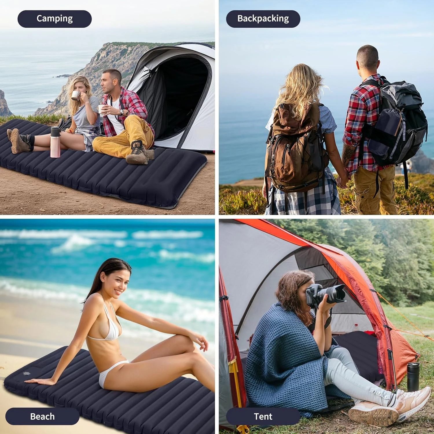 Selbstaufblasende Camping-Luftmatte mit Kissen, Leichte Tragbare Schlafmatte für Outdoor-Wanderungen – Detail 10