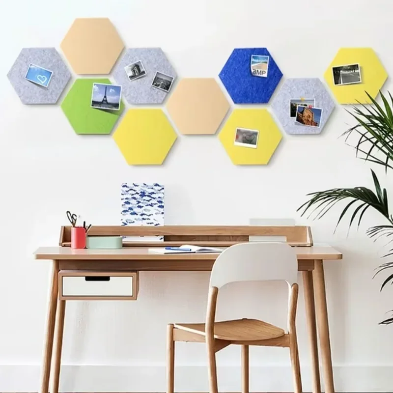 Pegatinas de pared hexagonales 3D geométricas, decoración de habitación, calcomanía extraíble, hoja decorativa colorida de fieltro, adorno Mural,