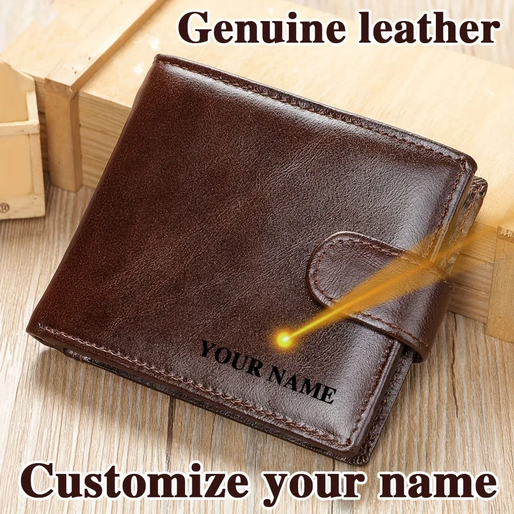 

2025 Custom Name Genuine Leather Vintage Multi-functional Card Holder Wallet for Men Personalized Gift for Him Father's Day