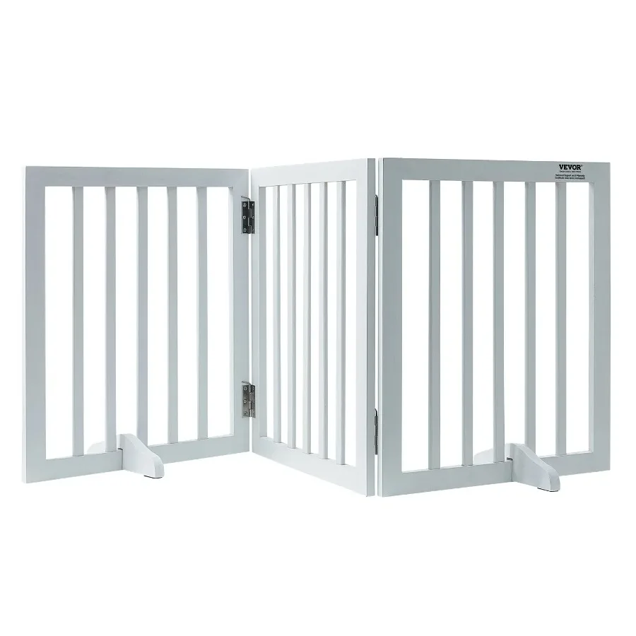 

Free Standing Pet Gate 24H x 60W Foldable Dog Barrier Expandable Indoor White