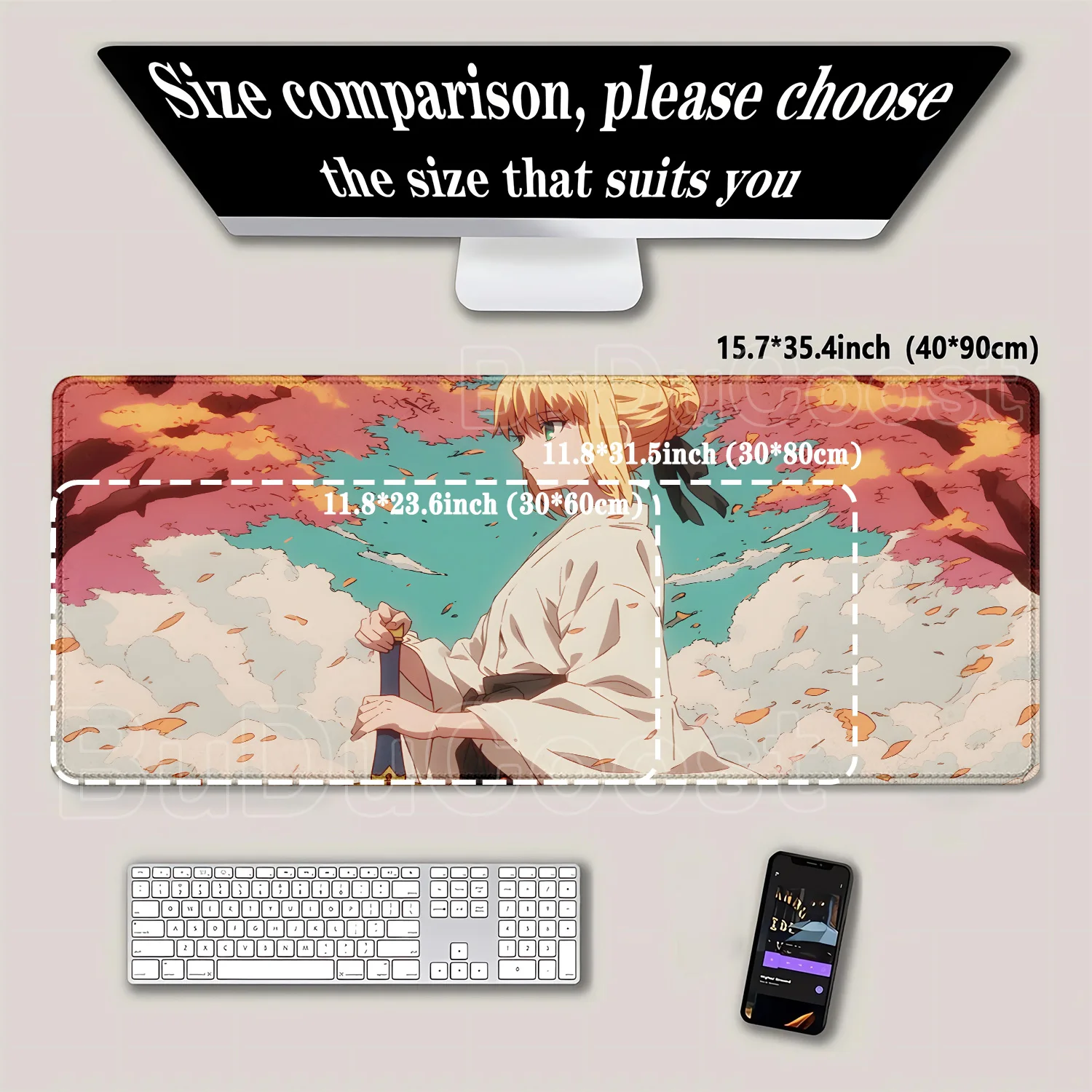 애니메이션 페이트 그랜드 오더 세이버 알터 XXL 마우스패드 키보드 패드 노트북 사무용품 PC 게이밍 마우스패드 대형 게이머 데스크 매트