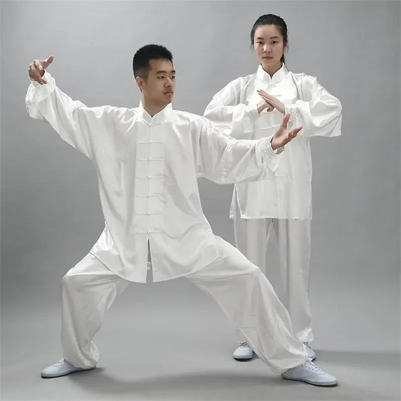 Chinese Traditional Clothing Set Man Woman Tai Chi Kung Fu Uniforms 12Colors Wushu Top Pants Training Performance Costumes